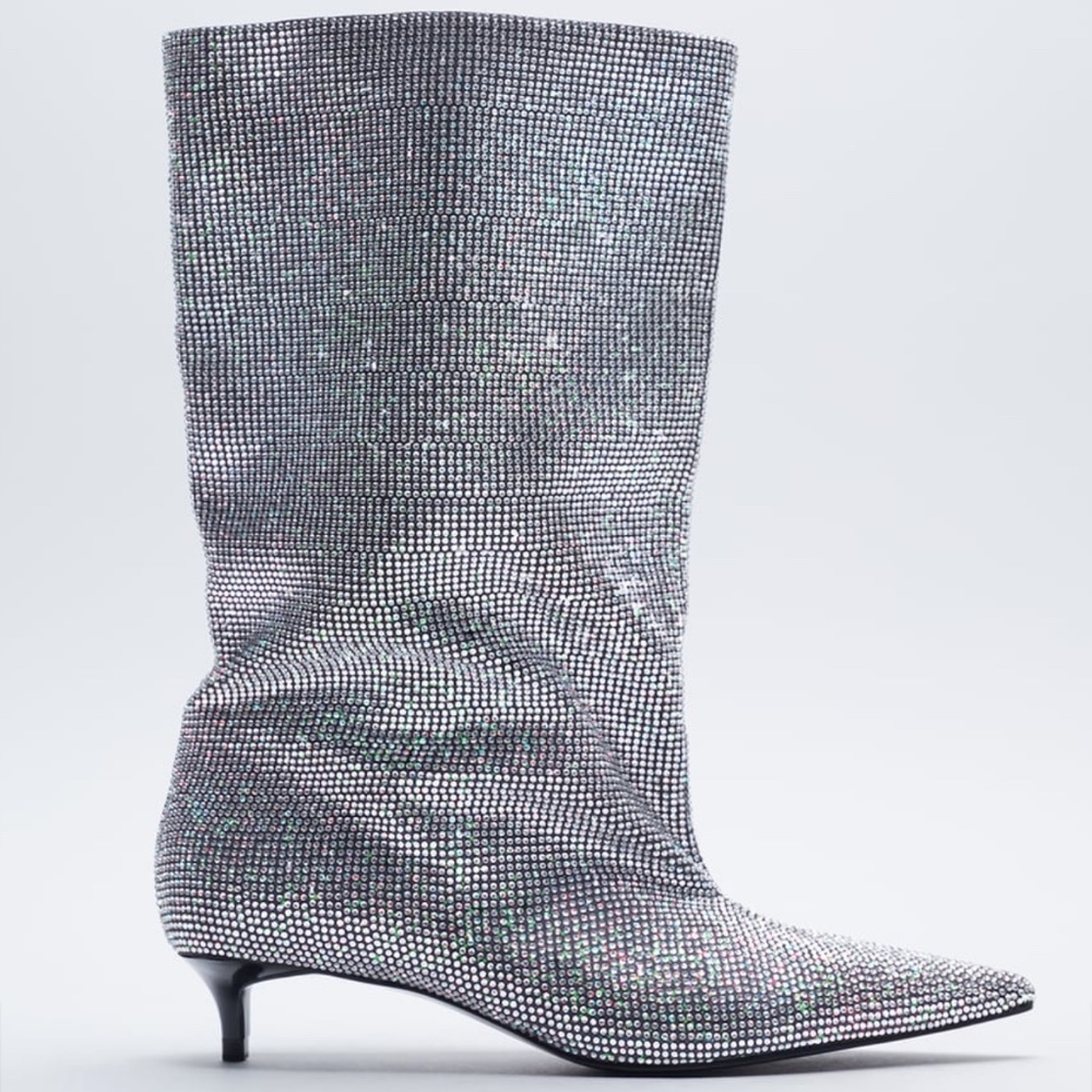 💎 Zara Heeled Sparkly Boots "Silver" 💎 - Picture 9 of 16
